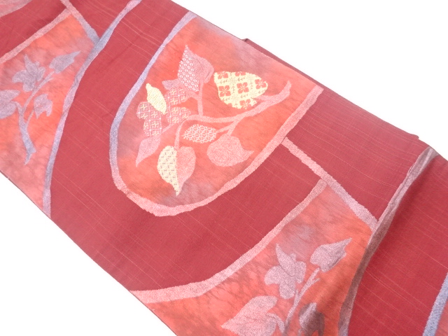 リサイクル　葉模様織出し名古屋帯